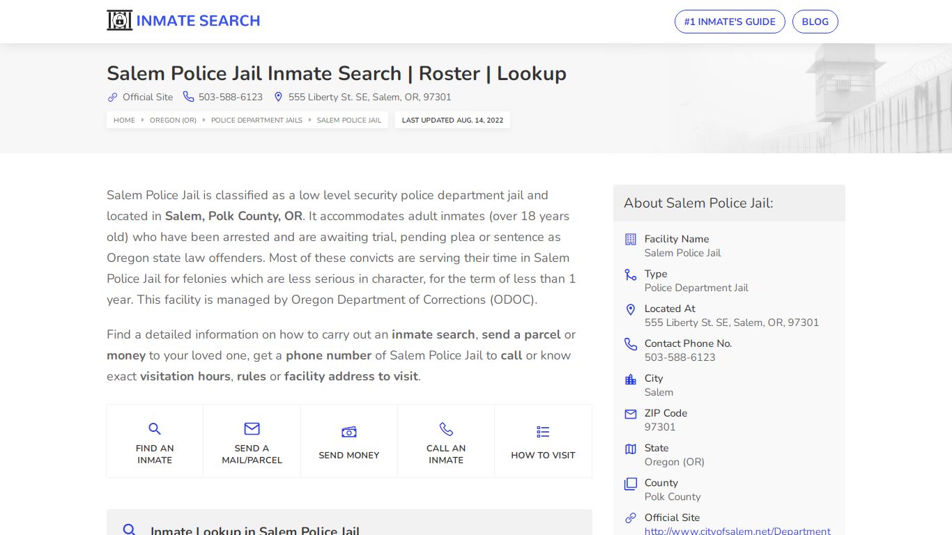 Salem Police Jail Inmate Search | Roster | Lookup